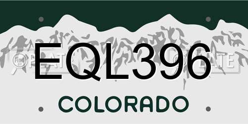 EQL396 Colorado License Plate