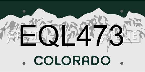EQL473 Colorado License Plate