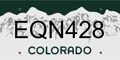EQN428 Colorado License Plate