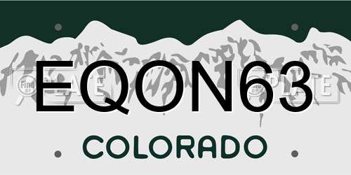 EQON63 Colorado License Plate