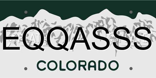 EQQASSS Colorado License Plate