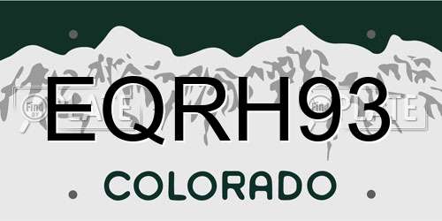 EQRH93 Colorado License Plate