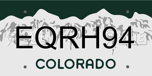 EQRH94 Colorado License Plate
