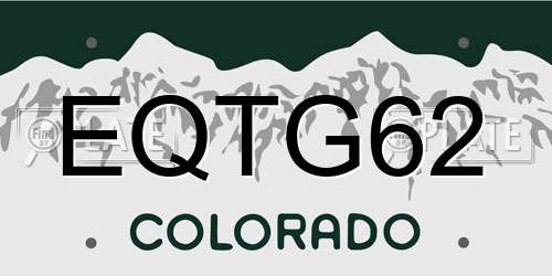 EQTG62 Colorado License Plate