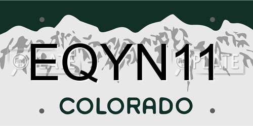 EQYN11 Colorado License Plate