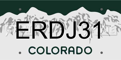 ERDJ31 Colorado License Plate