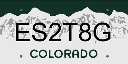 ES2T8G Colorado License Plate