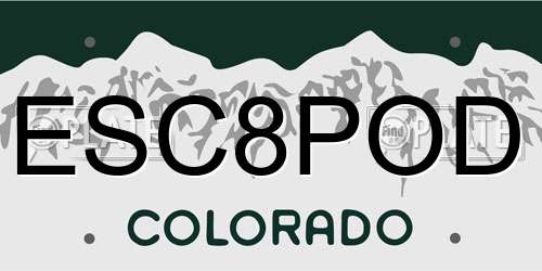ESC8POD Colorado License Plate
