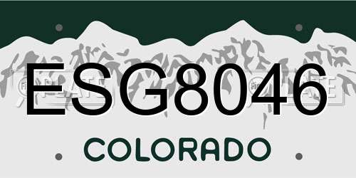ESG8046 Colorado License Plate
