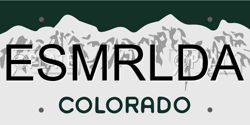 ESMRLDA Colorado License Plate