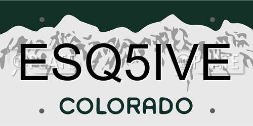 ESQ5IVE Colorado License Plate
