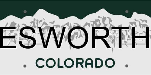 ESWORTH Colorado License Plate