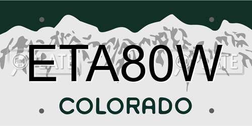 ETA80W Colorado License Plate