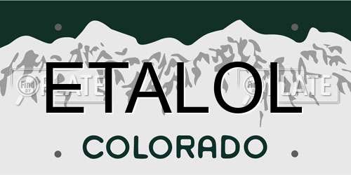 ETALOL Colorado License Plate