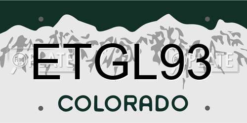 ETGL93 Colorado License Plate