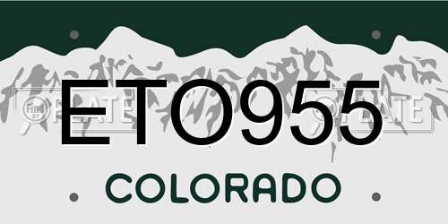 ETO955 Colorado License Plate