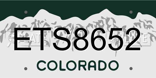 ETS8652 Colorado License Plate