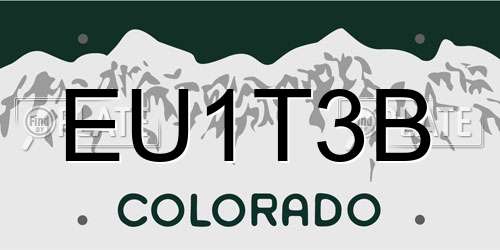 EU1T3B Colorado License Plate