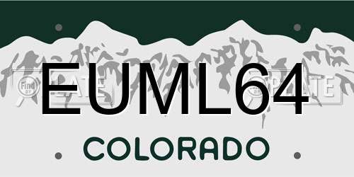 EUML64 Colorado License Plate