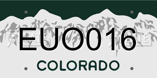 EUO016 Colorado License Plate