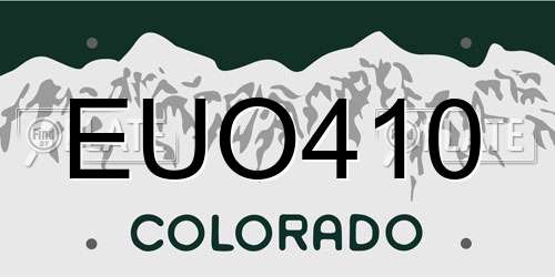 EUO410 Colorado License Plate