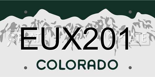 EUX201 Colorado License Plate