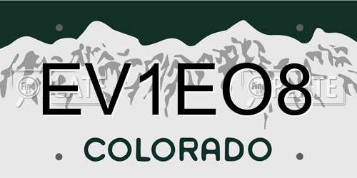 EV1EO8 Colorado License Plate