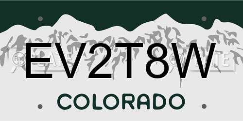 EV2T8W Colorado License Plate