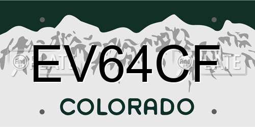 EV64CF Colorado License Plate