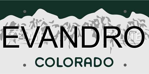 EVANDRO Colorado License Plate