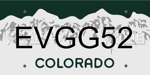 EVGG52 Colorado License Plate