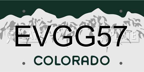 EVGG57 Colorado License Plate