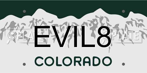 EVIL8 Colorado License Plate