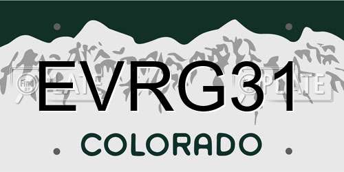 EVRG31 Colorado License Plate