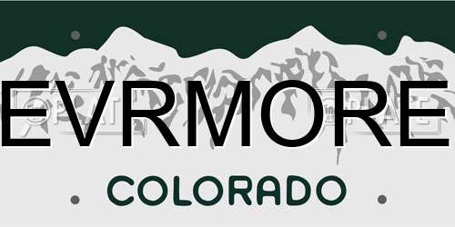 EVRMORE Colorado License Plate