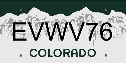 EVWV76 Colorado License Plate