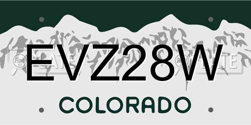 EVZ28W Colorado License Plate