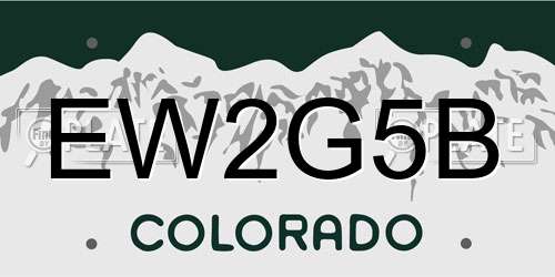 EW2G5B Colorado License Plate