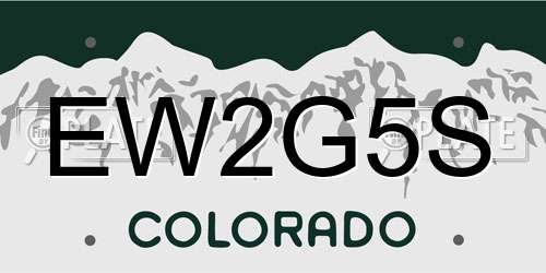 EW2G5S Colorado License Plate