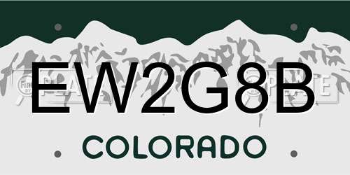EW2G8B Colorado License Plate