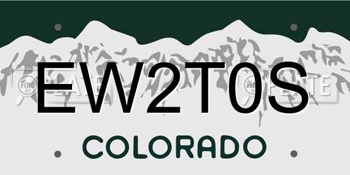 EW2T0S Colorado License Plate