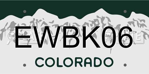 EWBK06 Colorado License Plate