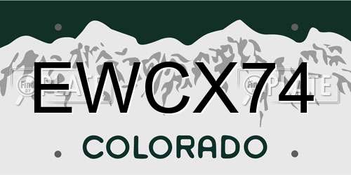 EWCX74 Colorado License Plate