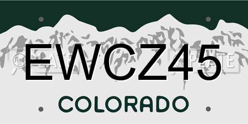 EWCZ45 Colorado License Plate