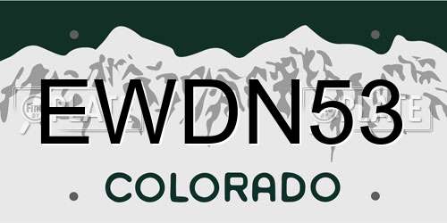 EWDN53 Colorado License Plate
