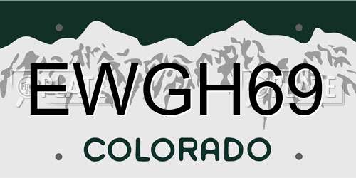 EWGH69 Colorado License Plate
