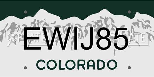 EWIJ85 Colorado License Plate
