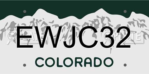 EWJC32 Colorado License Plate
