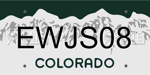 EWJS08 Colorado License Plate
