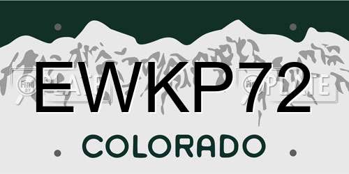 EWKP72 Colorado License Plate